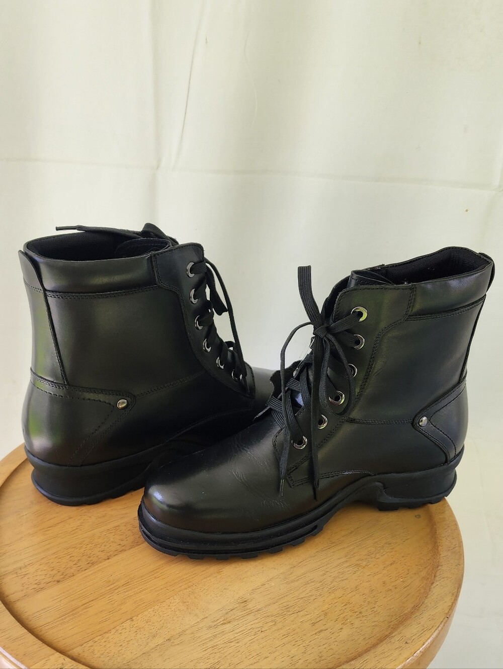 Calto Mens Invisible Height Increasing Black Lace-Up Combat Boots Size 9 - Picture 10 of 10